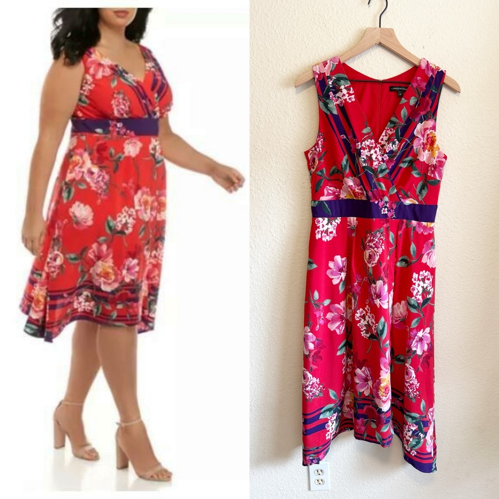 CHRISMcLaughlin Floral Red Dress-Size 8